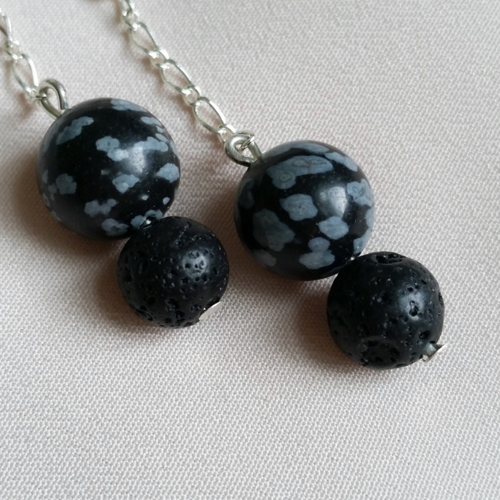 Black gemstone earrings (Obsidian and Lava rock)